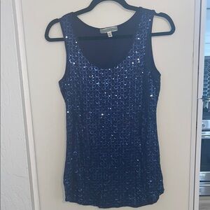Pleione Blue Sequin Tank Top | M